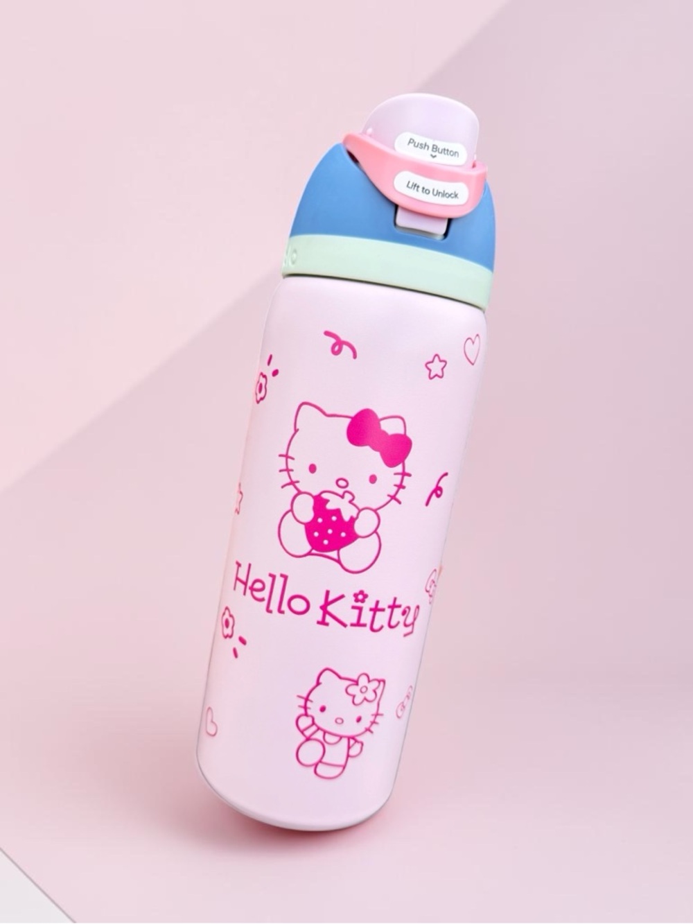 Owala Pink with blue lid Hello Kitty 32 oz Water Bottle